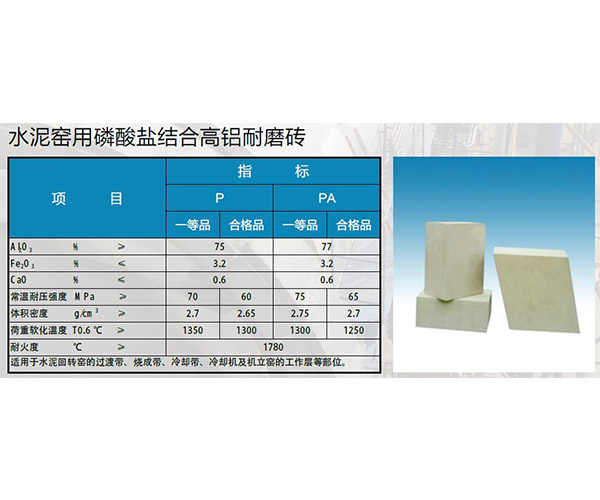 水泥窑用磷酸盐结合高铝耐磨砖